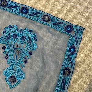 Sheer, embroidered / beaded scarf / wrap, 44x81”